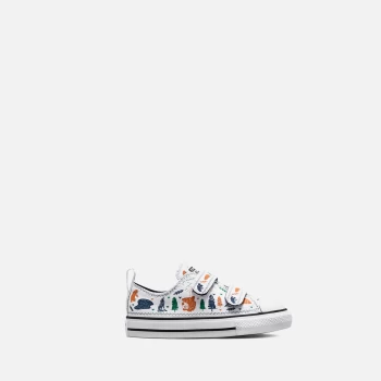 Image of Converse Toddlers Chuck Taylor Explorer Print All Star 2V Trainers - White Midnight Navy - UK 9 Kids