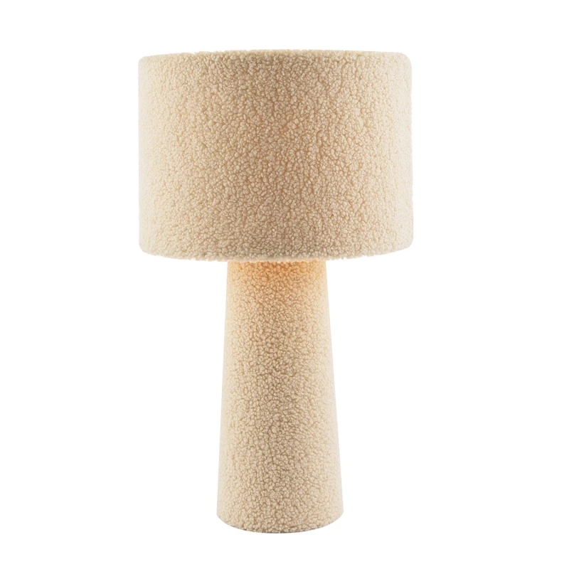 Image of Happy Homewares Designer Table Lamp with Cream Wool Base & Shade with Inner Lining Cream Unisex