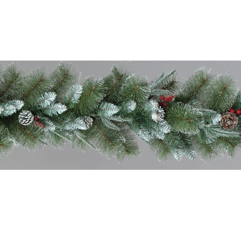 Image of Snowtime 180cm Mixed PE & PVC Decorated Garland Green And White unisex One Size