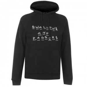 Image of Swallows and Daggers All Over Print Hoodie - Black
