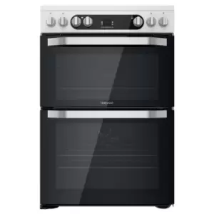 Image of Hotpoint Hdm67V9Hcw/uk/1 Double Cooker With Ceramic Hob (W)60Cm