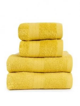 Image of Essentials Collection 4 Piece 100% Cotton 450 Gsm Quick Dry Towel Bale ; Saffron