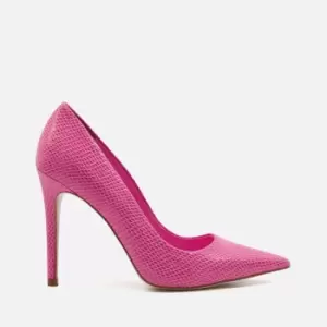 Image of Dune Womens Amaretto Reptile Print Leather Court Shoes - Pink - UK 5