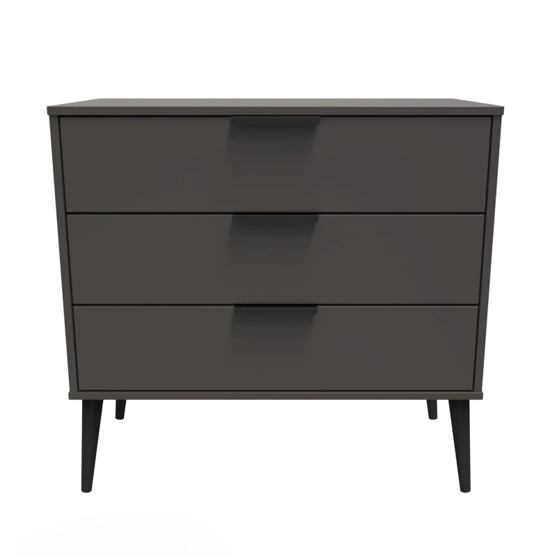 Image of Ready Assembled 2 U Fuji 3 Drawer Chest (Ready Assembled) in Dark Grey Dark Grey Unisex