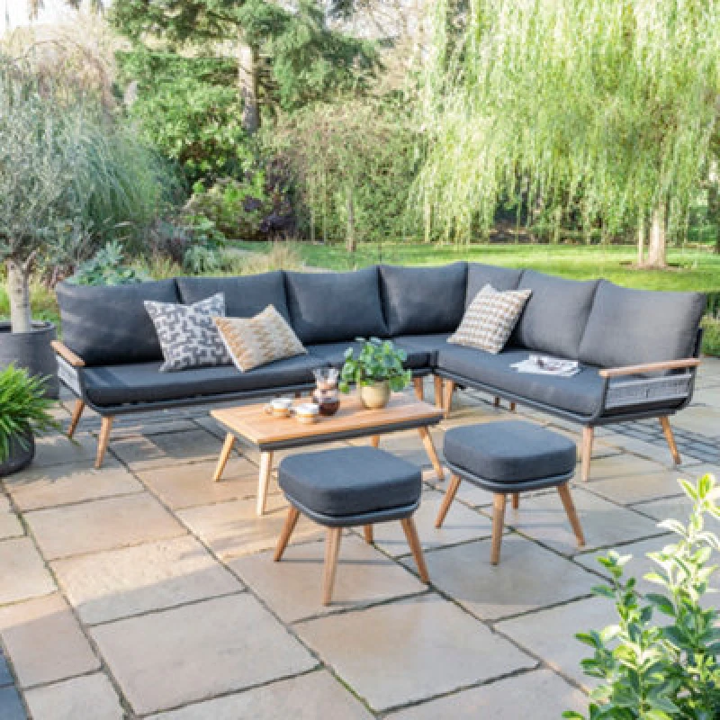Image of Norfolk Leisure Norfolk Leisure Kimoro 8 Seater Metal Garden Corner Sofa Set
