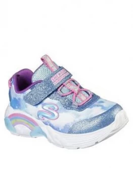 Image of Skechers Toddler Girl Rainbow Racer Light Trainer - Blue