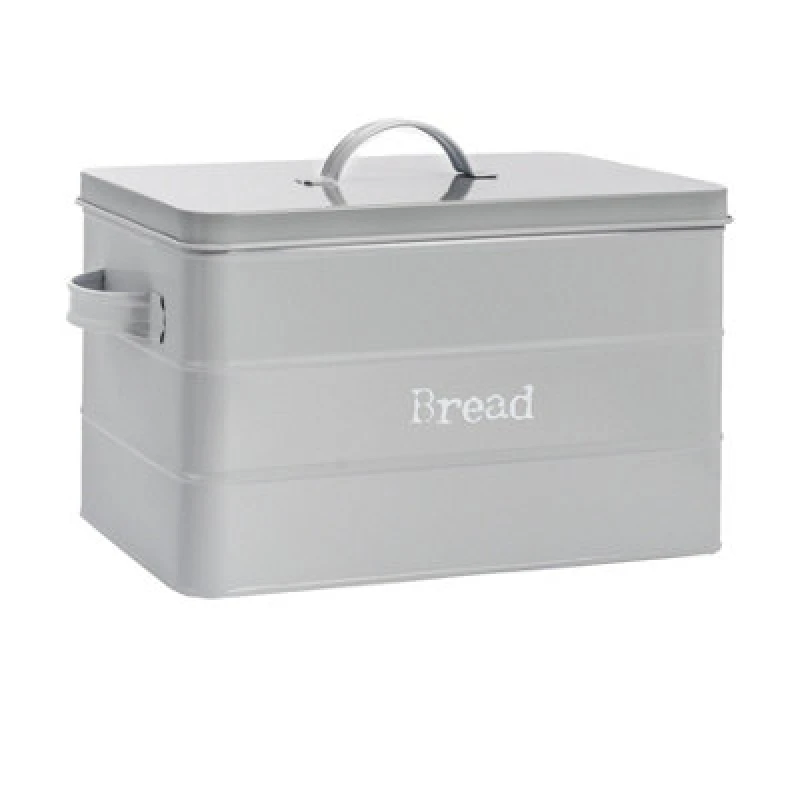 Image of Harbour Housewares Kitchen Bread Bin - Grey - Vintage Metal Storage Caddy Tin Canister