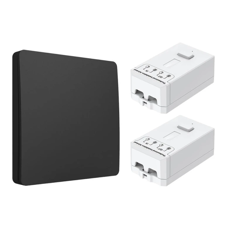 Image of ENER-J 2 Gang Wireless Kinetic Switch Kit with 2 500W RF Receivers in Black Unisex