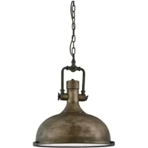 Image of Searchlight Lighting - Searchlight Industrial - 1 Light Dome Ceiling Pendant Black gold with Glass Diffuser, E27