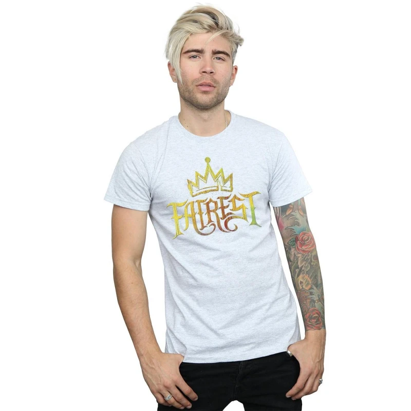 Image of Disney Men The Descendants Fairest Gold T-Shirt in Grey Size: Small Grey S Male 5057972020586