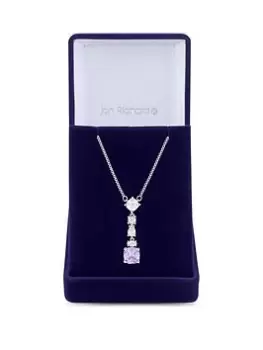 Image of Jon Richard Rhodium Plated Lavender Mixed Stone Necklace - Gift Boxed