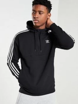 Image of adidas Originals 3 Stripe Half Zip Hoodie - Black, Size XS, Men