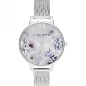 Image of Sunlight Florals Big Dial Silver Mesh Watch