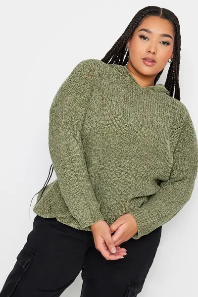 Image of Yours Knitted Hoodie Green