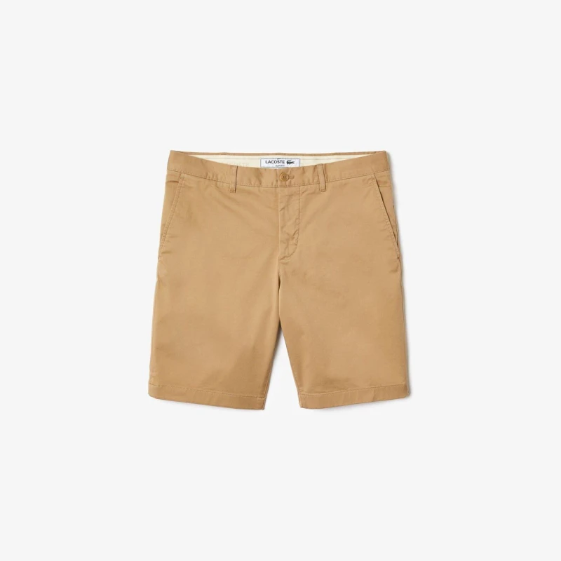 Image of Lacoste Slim Fit Stretch Cotton Shorts Beige male 40 inch