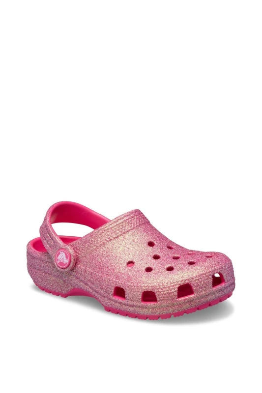 Image of Crocs Pink Classic Glitter Clog Girls Toddler Sandals Pink UK 4 (EU 20)