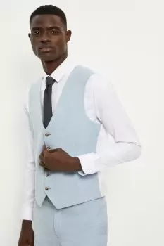 Image of Skinny Fit Pale Blue End On End Waistcoat
