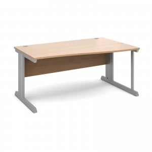 Image of Vivo Right Hand Wave Desk 1600mm - Silver Frame Beech Top