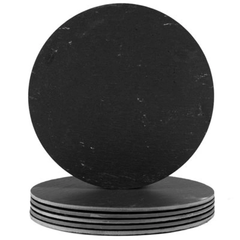Image of Argon Tableware Linea Round Slate Placemats 30cm Pack of 6 Grey unisex