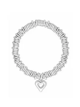 Image of Mood Silver Crystal Heart Charm Ring Stretch Bracelet - Gift Boxed
