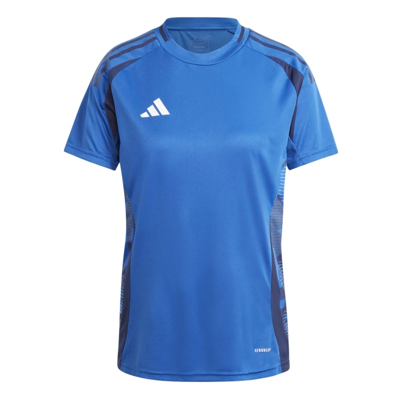 Image of adidas Womens Tiro24 Short Sleeve Performance T-Shirt Royal Blue female 8 (XS)