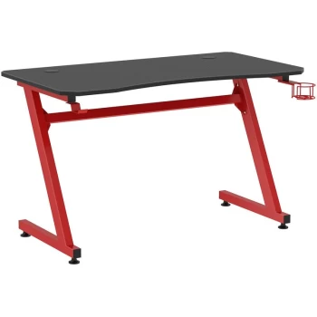 Image of Homcom - Gaming Desk Steel Frame Cup Headphone Holder Adjustable Feet Home Red