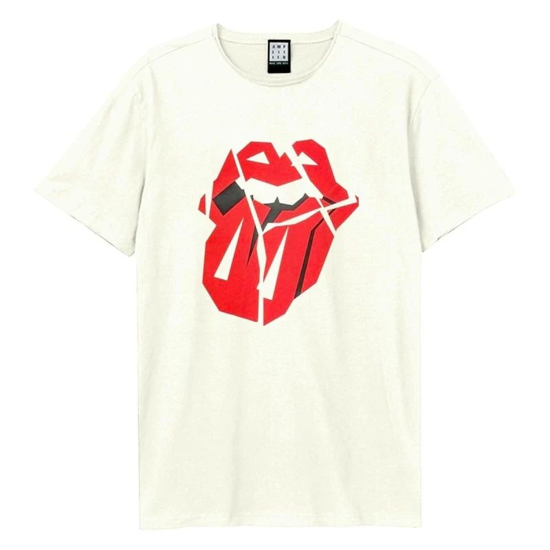 Image of Amplified Amplified Men Hackney Diamonds The Rolling Stones Vintage Logo T-Shirt in White Size: X-Small White XS Male 5063527531780