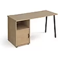 Image of Rectangular A-frame Kendal Oak Desk/DoorWood/Metal A-frame Legs Charcoal Sparta 1400 x 600 x 730mm