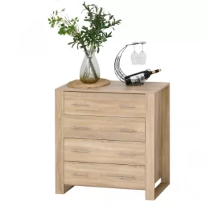 Image of HOMCOM Particle Board 4-Drawer Bedroom Cabinet Oak Tone