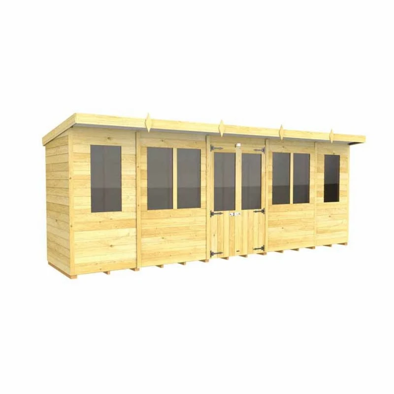Image of Buttercup Farm 18ft x 4ft Pent Summer House - Wood - L118 x W533 x H201cm in Brown Brown Unisex