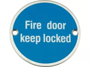 Image of Eclipse 34487 SSS 75mm Fire Door Keep Locked Symbol Satin Stainless Steel