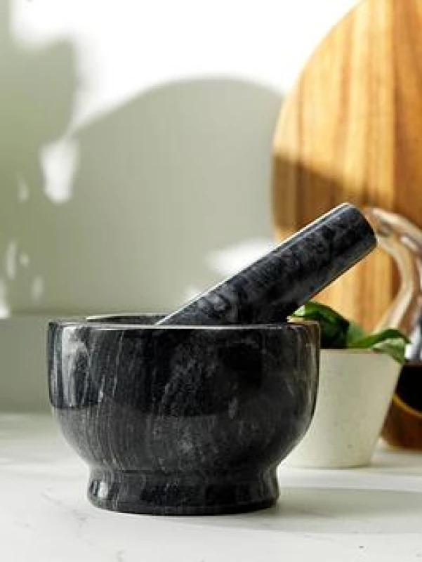 Image of Salter Marble Pestle And Mortar, Black BW118521