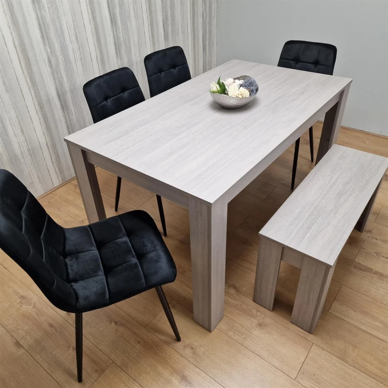 Image of KOSY KOALA Dining Table Set with 4 Chairs Dining Room, Kitchen table set of 4, and Bench Grey