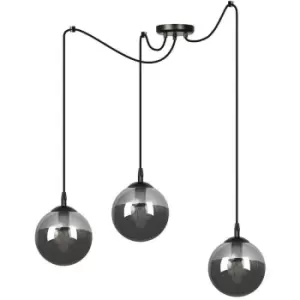 Image of Emibig Gigi Black Glass Globe Cluster Pendant Ceiling Light with Graphite Glass Shades, 3x E14