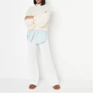 Image of Missguided Knit Wide Leg Trousers Co Ord - White
