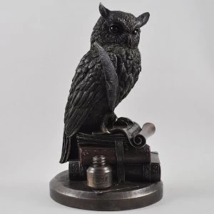 Image of Owl on Books Cold Cast Bronze Sculpture 23cm