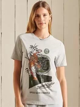 Image of Superdry Rising Sun T-Shirt - Grey, Size 10, Women