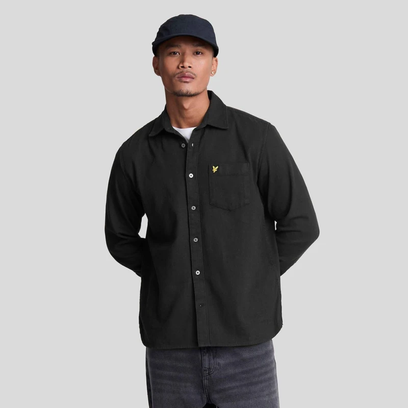 Image of Lyle and Scott Worsted Twill Shirt Black male L