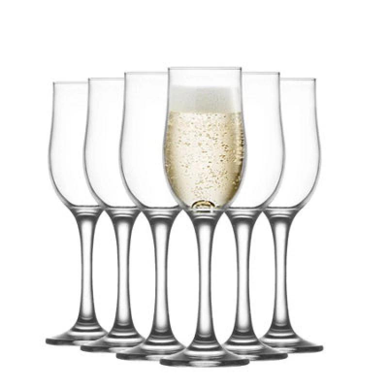 Image of LAV Nevakar Champagne Flutes - 195ml - Clear - Pack of 6 Clear unisex