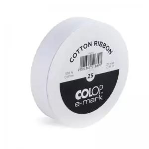 Image of COLOP e-mark Ribbon - 100 White Cotton - 25mm x 25m