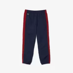 Image of Lacoste Kids Contrast Band Taffeta Trackpants Size 6 yrs Navy Blue / Bordeaux
