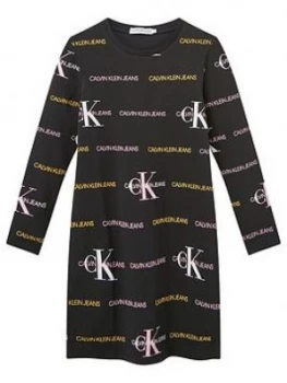 Image of Calvin Klein Jeans Girls Mix Logo T-Shirt Dress