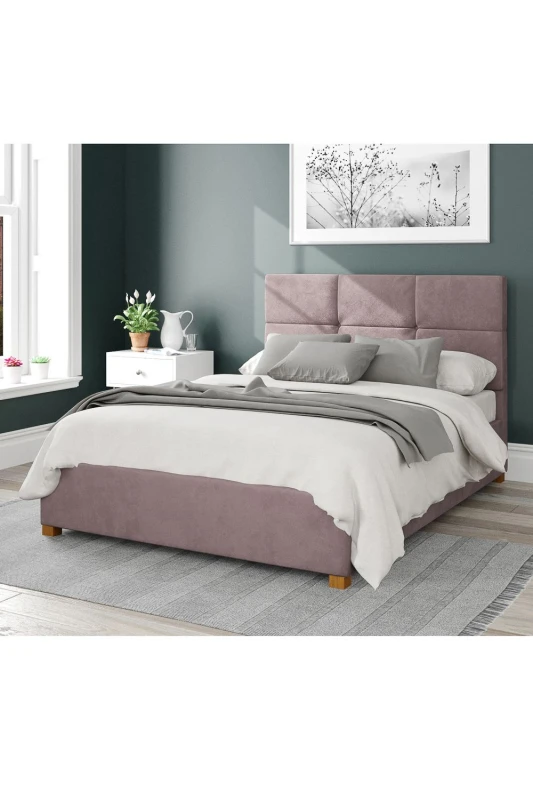 Image of Aspire Aspire Caine Upholstered Ottoman Storage Bed, Plush Velvet Fabric in Rose Size: Single Rose Single Unisex 5057632188304