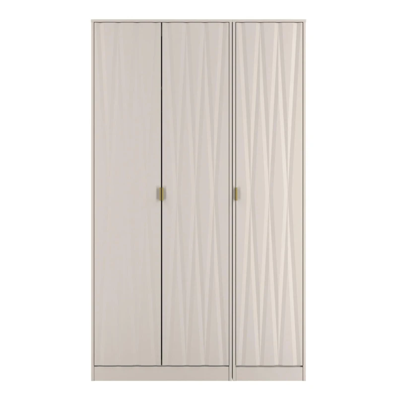 Image of Welcome Furniture Ltd Diamond Tall Triple Mirror Wardrobe in Kashmir Matt - Ready Assembled, Cream DIF140KMK