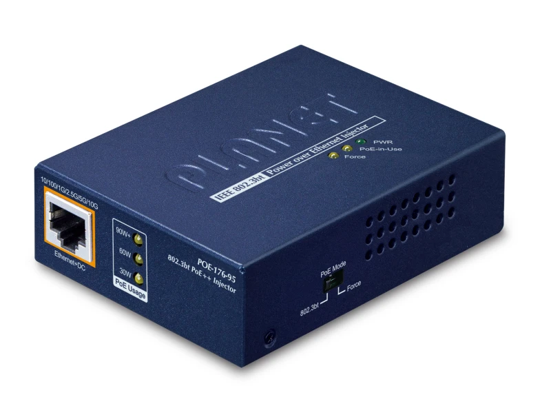 Image of PLANET Single-Port 10Gbps 802.3bt Power over Ethernet (PoE) Blue
