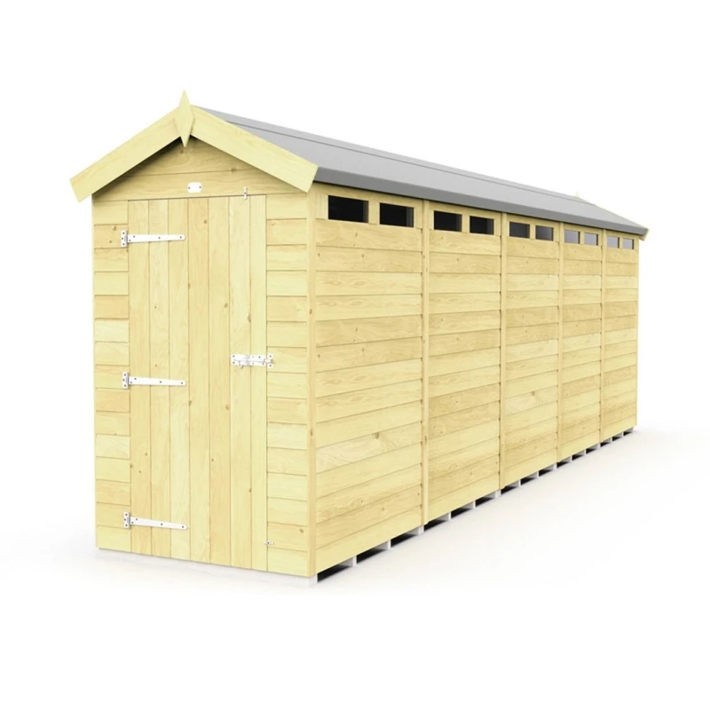 Image of Buttercup Farm 4 x 20 Feet Apex Security Shed - Single Door - L592 x W118 x H217cm in Brown Brown Unisex