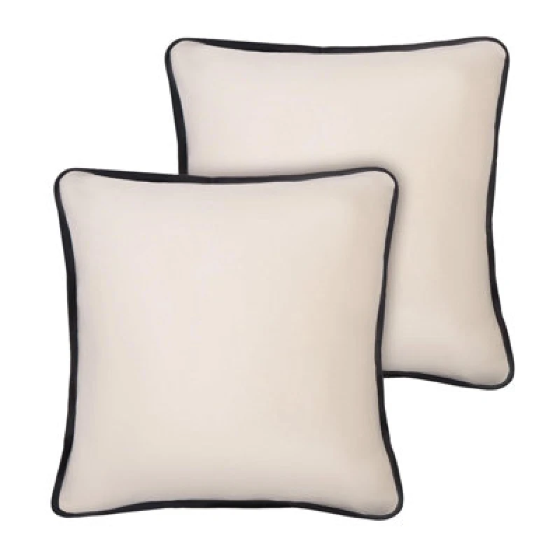 Image of OHS OHS 2 Pack Matte Velvet Piped Cushion Covers Home Decor Set in Cream Size: 45cm x 45cm Cream 45cm x 45cm Unisex 5027434205813