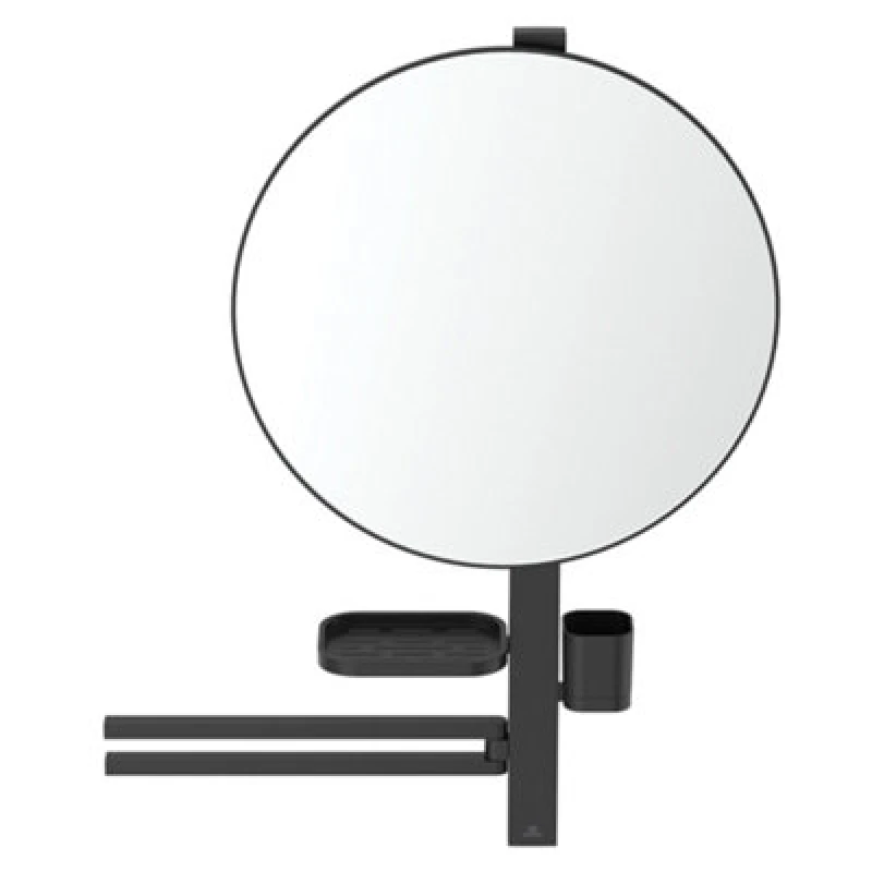 Image of Ideal Standard Alu+ Matt Silk Black Round Wall-Mounted Bathroom Mirror (H)81.7Cm (W)64Cm
