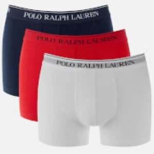 Image of Polo Ralph Lauren Mens 3 Pack Classic Trunk Boxers - Red/White/Navy - M