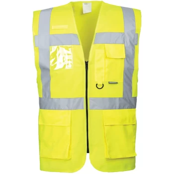 Image of S476 Yellow Sz XS Hi-Vis Vest Berlin Executive Pockets Reflective - Portwest